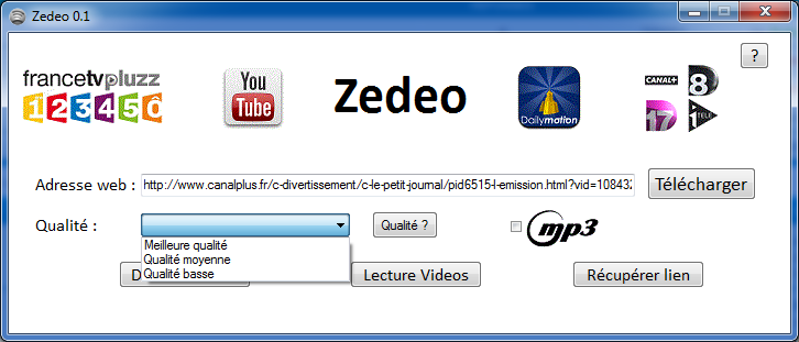 Interface de Zedeo