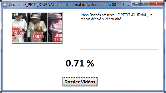 Fen?tre de progression du téléchargement dans Zedeo